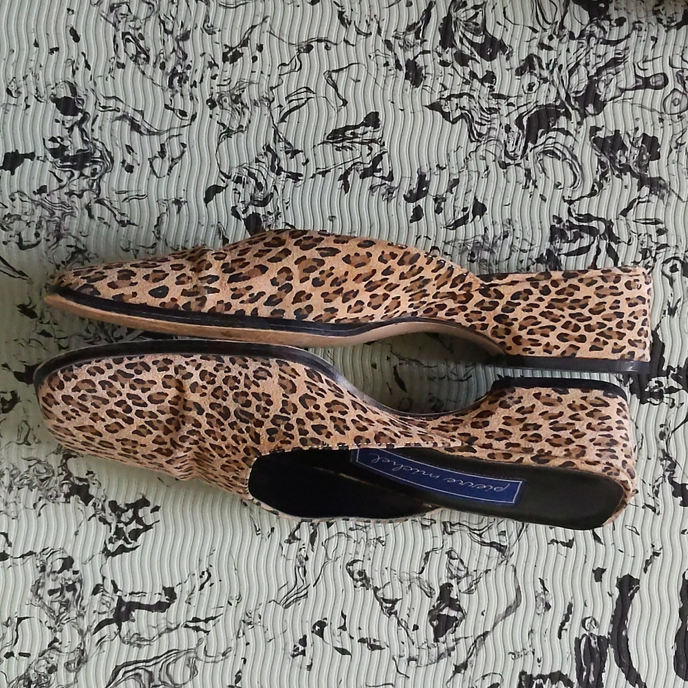 Vintage suede cheetah print mules - Picture 6 of 9